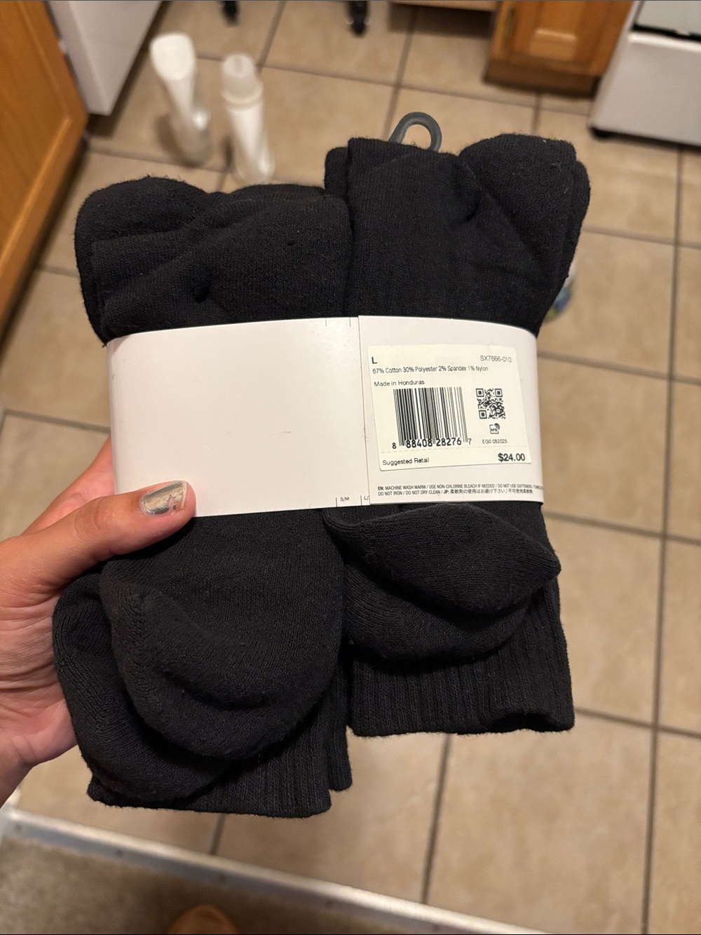 Nike Black Crew Athletic Socks with White Swoosh - 6 Pack - Picture 2 of 2